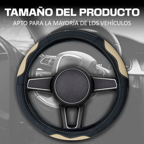 Funda Para Volante Negra Con Ondas Beige